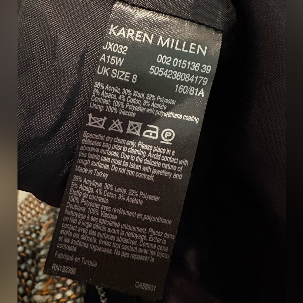 Karen Millen Brown Multi-Tone Tweed Peplum Blazer with Fringed Trim - Picture 7 of 7